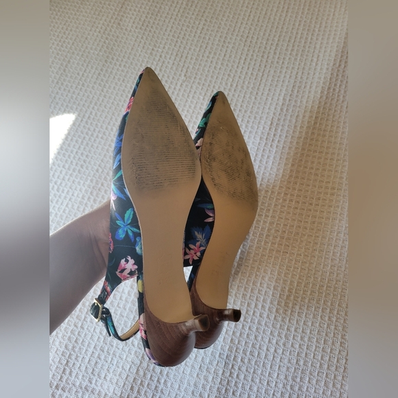 Talbots Women's Floral Slingback Heels - Black - Picture 3 of 11